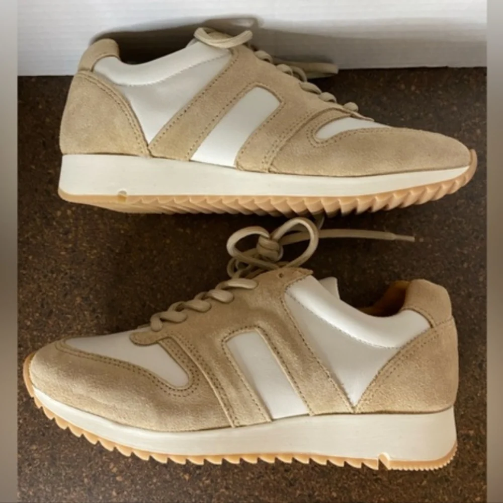 Able White Sneakers with Tan Suede Accent - Picture 11 of 12